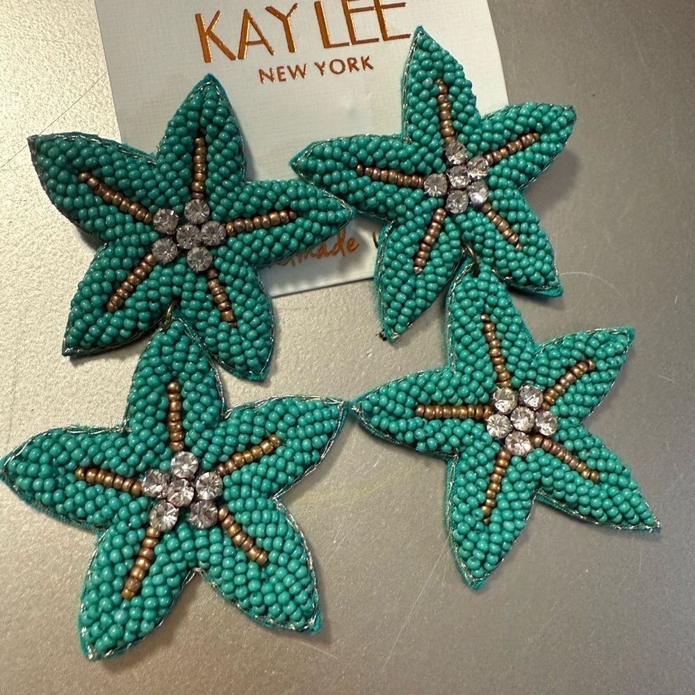 Kay Lee New York Beaded Starfish Earrings
